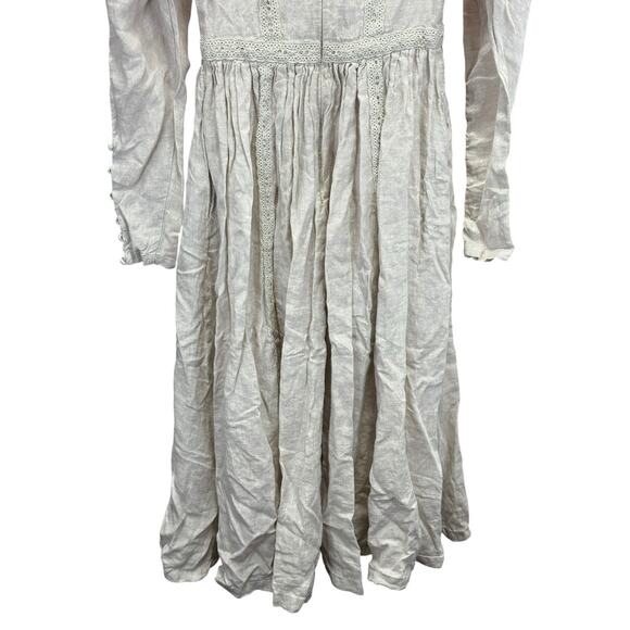 Linennaive Mary 18 Cream White Victorian Prairie Linen Dress XS Cottagecore - Picture 8 of 13